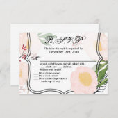 5 x 3.5 R.S.V.P.カード白フローラ花オンホワイト 招待状 (正面/裏面)