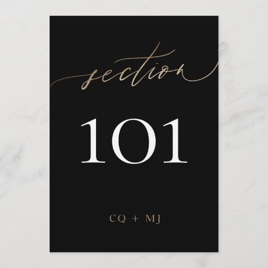 5 x 7インチ黒金ゴールド書結婚の表番号 招待状 (裏面)