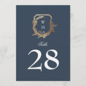 5 x 7クラシックネイビー白金ゴールドクレストテーブル番号 (正面)