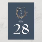 5 x 7クラシックネイビー白金ゴールドクレストテーブル番号 (裏面)