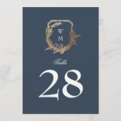 5 x 7クラシックネイビー白金ゴールドクレストテーブル番号 (裏面)