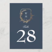 5 x 7クラシックネイビー白金ゴールドクレストテーブル番号 (正面)