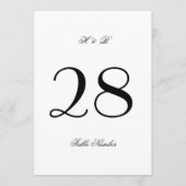 5 x 7クラシック白と黒のテー結婚ブル番号 招待状 (正面)