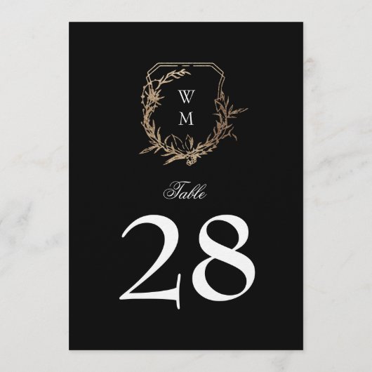 5 x 7クラシック白黒金ゴールドcrestテーブル番号 (裏面)