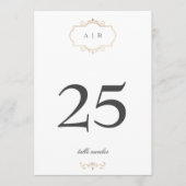 5 x 7クラシック金ゴールドモノグラム結婚のテーブル番号 (正面)