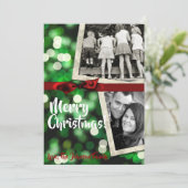 5 x 7クリスマスクリスマスグリーン《写真》ぼけ味ライトPHOTOカード シーズンカード (スタンド正面)