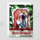 5 x 7クリスマスクリスマスグリーン《写真》ぼけ味ライトPHOTOカード シーズンカード (正面/裏面)
