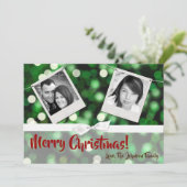 5 x 7クリスマスクリスマスグリーン《写真》ぼけ味ライトPHOTOカード シーズンカード (スタンド正面)