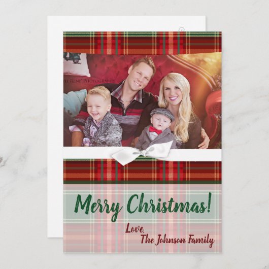 5 x 7クリスマスクリスマスプレッドレッドファブリックPHOTOカード シーズンカード (正面/裏面)