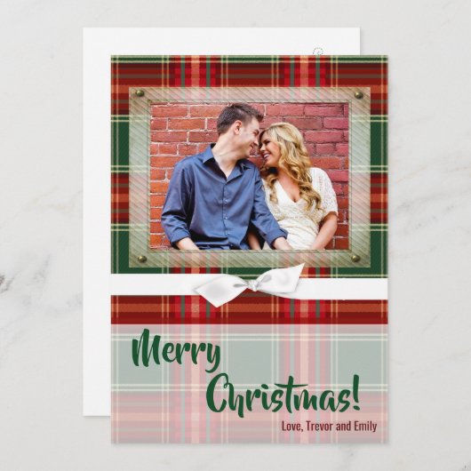 5 x 7クリスマスクリスマスプレッドレッドファブリックPHOTOカード シーズンカード (正面/裏面)