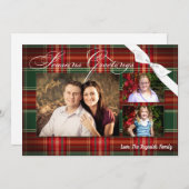 5 x 7クリスマスクリスマスレッドプレイドファブリックPHOTOカード シーズンカード (正面/裏面)