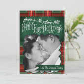 5 x 7クリスマスクリスマスレッドプレイドファブリックPHOTOカード シーズンカード (スタンド正面)