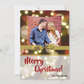 5 x 7クリスマスクリスマス金ゴールド《写真》ぼけ味ライトPHOTOカード シーズンカード (正面)