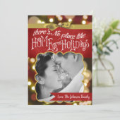 5 x 7クリスマスクリスマス金ゴールド《写真》ぼけ味ライトPHOTOカード シーズンカード (スタンド正面)