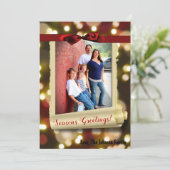 5 x 7クリスマスクリスマス金ゴールド《写真》ぼけ味ライトPHOTOカード シーズンカード (スタンド正面)