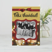 5 x 7クリスマスクリスマス金ゴールド《写真》ぼけ味ライトPHOTOカード シーズンカード (スタンド正面)