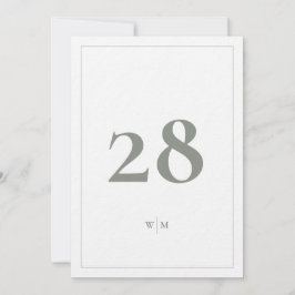 5 x 7セージ灰色フレーム白結婚のテーブル番号 招待状