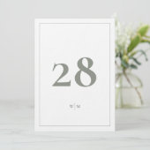 5 x 7セージ灰色フレーム白結婚のテーブル番号 招待状 (スタンド正面)