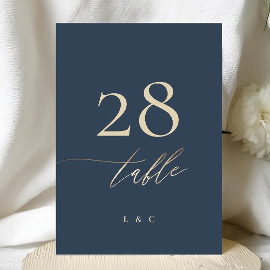 5 x 7ネイビーブルーエレガント金ゴールドクラシック