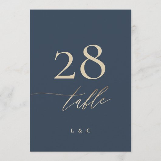 5 x 7ネイビーブルーエレガント金ゴールドクラシック (正面)