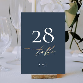 5 x 7ネイビーブルーホワイトエレガント金ゴールドクラシック