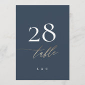 5 x 7ネイビーブルーホワイトエレガント金ゴールドクラシック (正面)