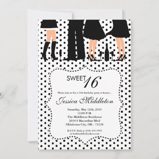 5 x 7パーティーピープルSweet 16誕生日招待状 招待状 (正面)