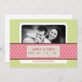 5 x 7ピンクグリーンフォトセーブ・ザ・デート案内 招待状 (正面/裏面)