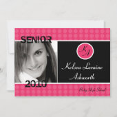 5 x 7ピンク水玉模様写真卒業招待状 招待状 (正面)