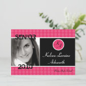 5 x 7ピンク水玉模様写真卒業招待状 招待状 (スタンド正面)