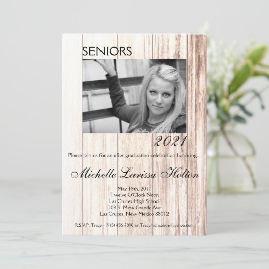 5 x 7フォト卒業パーティー招待状ブーツカウンター 招待状 (スタンド正面)