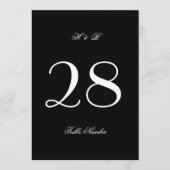 5 x 7フォーマル白黒結婚のテーブル番号 招待状 (正面)