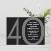 5 x 7ブラック+ホワイトビッグ4-0バースデーパーティ招待状 招待状 (スタンド正面)