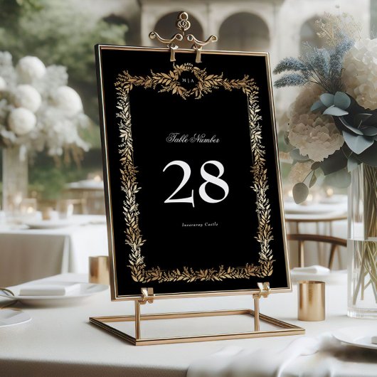 5 x 7モノグラムブラック金ゴールドリース表