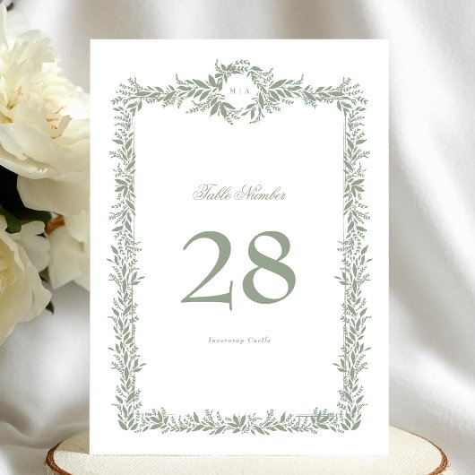 5 x 7モノグラムリースクラシック表の番号