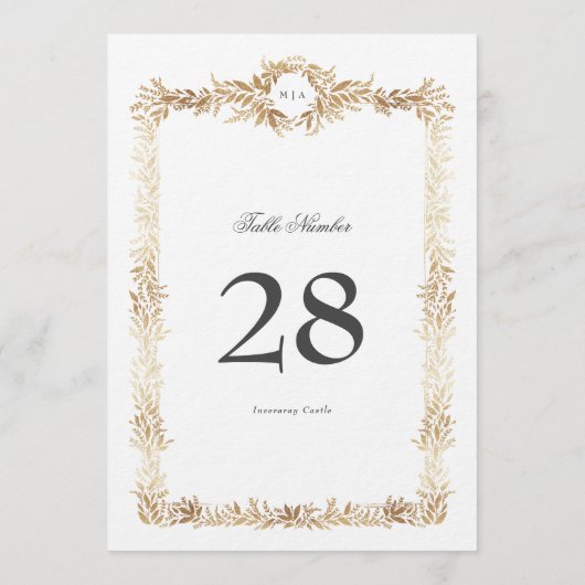 5 x 7モノグラム金ゴールドリースクラシック表の番号 (裏面)