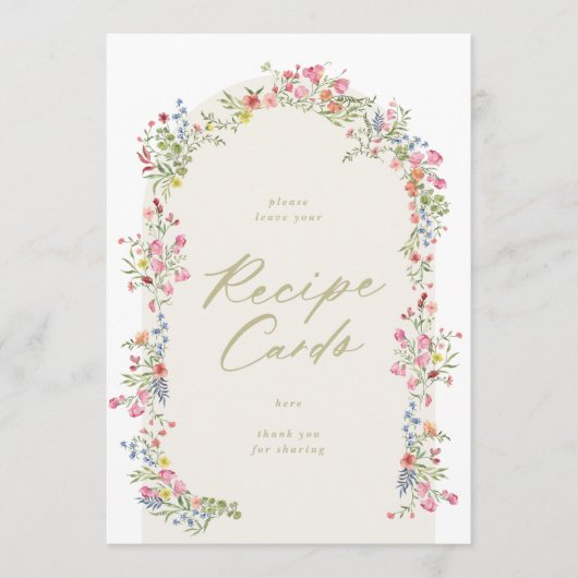 5 x 7レシピカードフローラアーチブライダルシャワー記号 招待状 (正面)