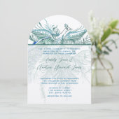 5 x 7ヴィンテージピーコックバード結婚式招待状 招待状 (スタンド正面)