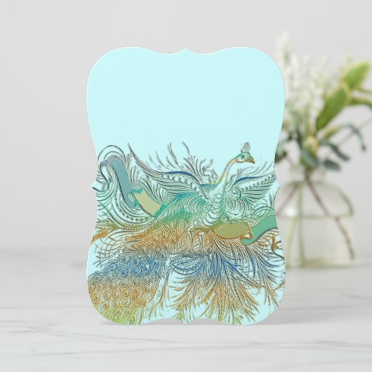 5 x 7ヴィンテージピーコックバード結婚式招待状 招待状 (スタンド正面)