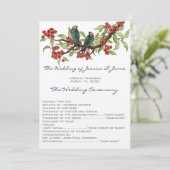 5 x 7ヴィンテージラブバードティーステイン結婚式 プログラム (スタンド正面)