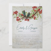 5 x 7ヴィンテージ愛の鳥の茶染み結婚式の招待 招待状 (正面)