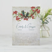 5 x 7ヴィンテージ愛の鳥の茶染み結婚式の招待 招待状 (スタンド正面)