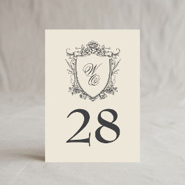 5 x 7ヴィンテージ木炭クレストベージュテーブル番号