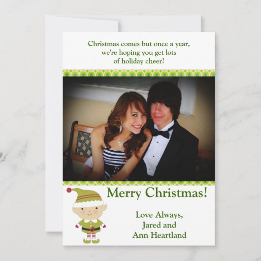 5 x 7冬の小妖精や小人をグリーン招待状 招待状 (正面)