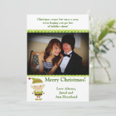 5 x 7冬の小妖精や小人をグリーン招待状 招待状 (スタンド正面)