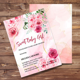 5 x 7招待状水彩マゼンタピンクロース 招待状