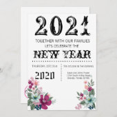 5 x 7新年イブ招待状熱帯花オン 招待状 (正面/裏面)