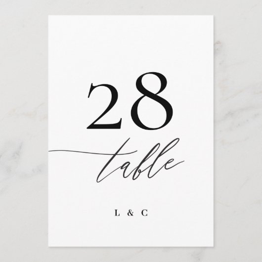 5 x 7白黒モダンの結婚テーブル番号 (裏面)