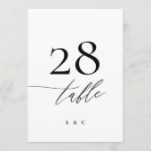 5 x 7白黒モダンの結婚テーブル番号 (正面)