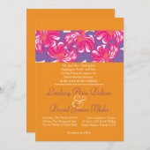 5 x 7結婚式招待状オレンジ（紫のバナー付き） 招待状 (正面/裏面)